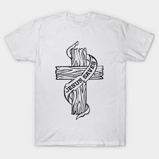 Wooden cross and the inscription "Jesus saves" T-Shirt